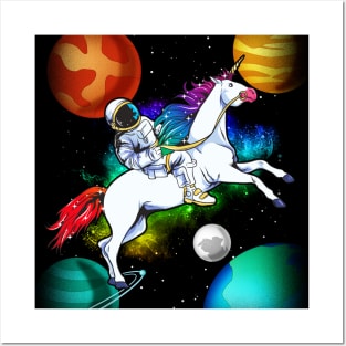 Astronaut Riding Unicorn Space Sci Fi Posters and Art